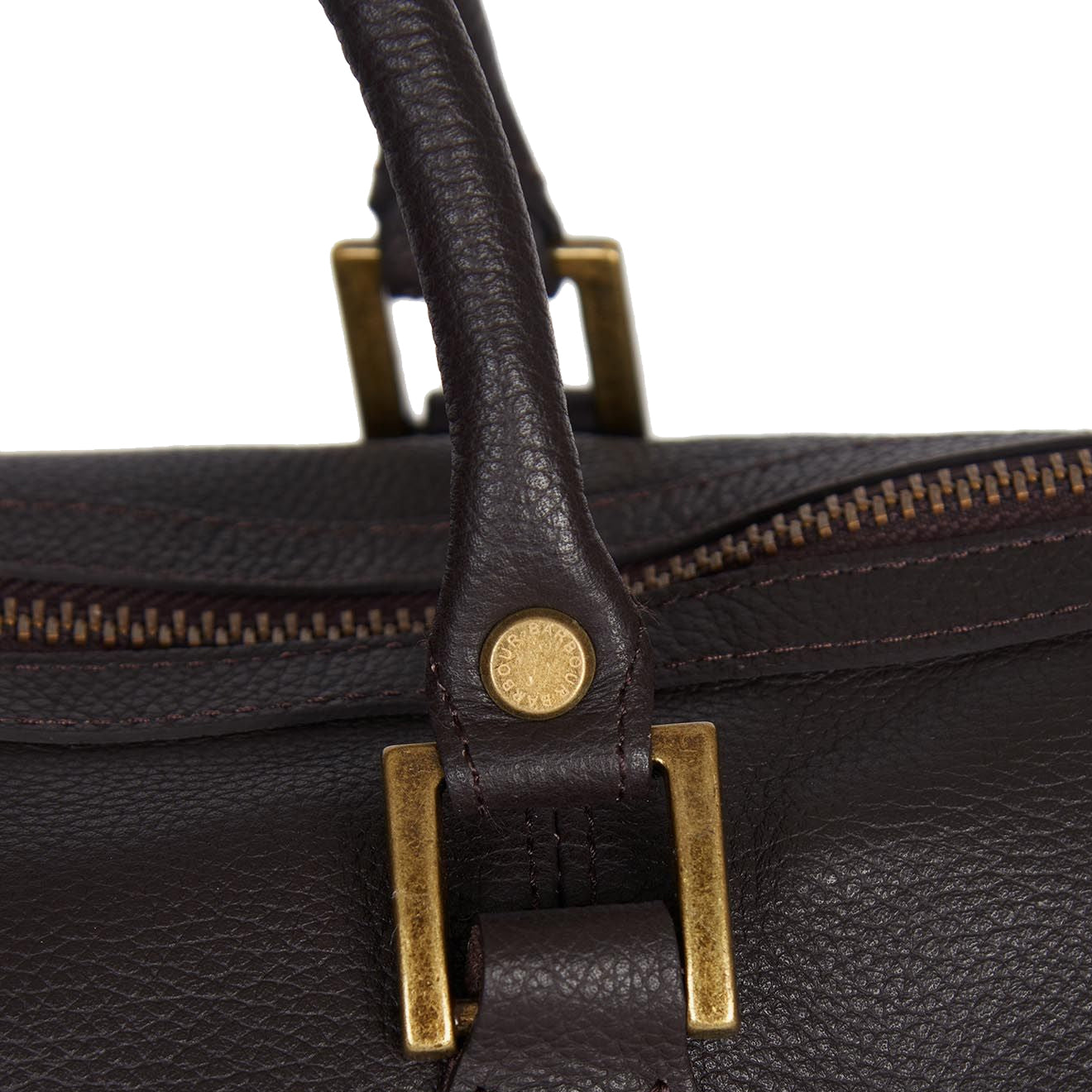 Barbour Leather Medium Travel Holdall Chocolate - The Sporting Lodge