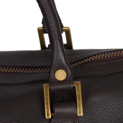 Barbour Leather Medium Travel Holdall Chocolate - The Sporting Lodge