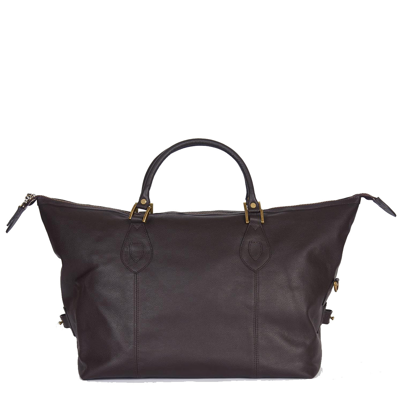 Barbour Leather Medium Travel Holdall Chocolate - The Sporting Lodge