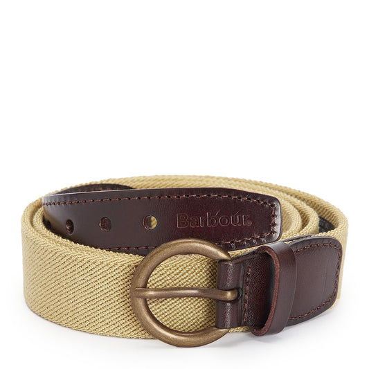 Barbour Leather Webbed Belt Sand - The Sporting Lodge