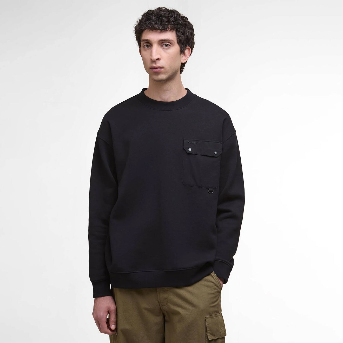 Barbour Leazes Crew Neck Sweatshirt Black - The Sporting Lodge