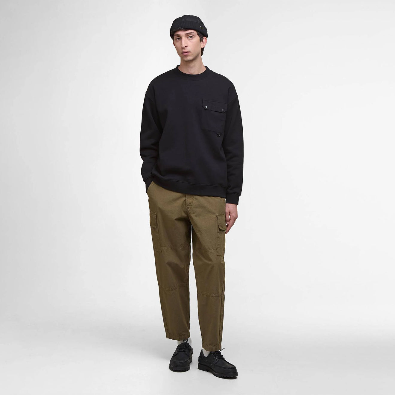 Barbour Leazes Crew Neck Sweatshirt Black - The Sporting Lodge