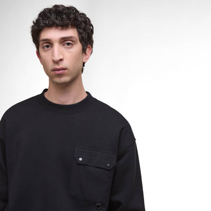 Barbour Leazes Crew Neck Sweatshirt Black - The Sporting Lodge