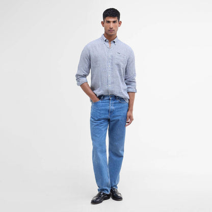 Barbour Linton Tailored L/S Shirt Navy - The Sporting Lodge
