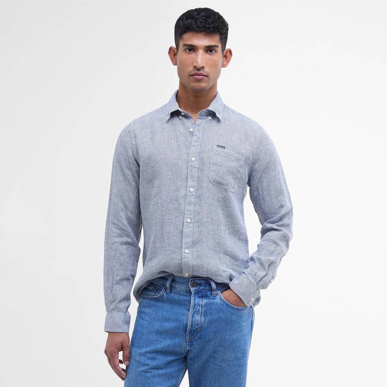 Barbour Linton Tailored L/S Shirt Navy - The Sporting Lodge
