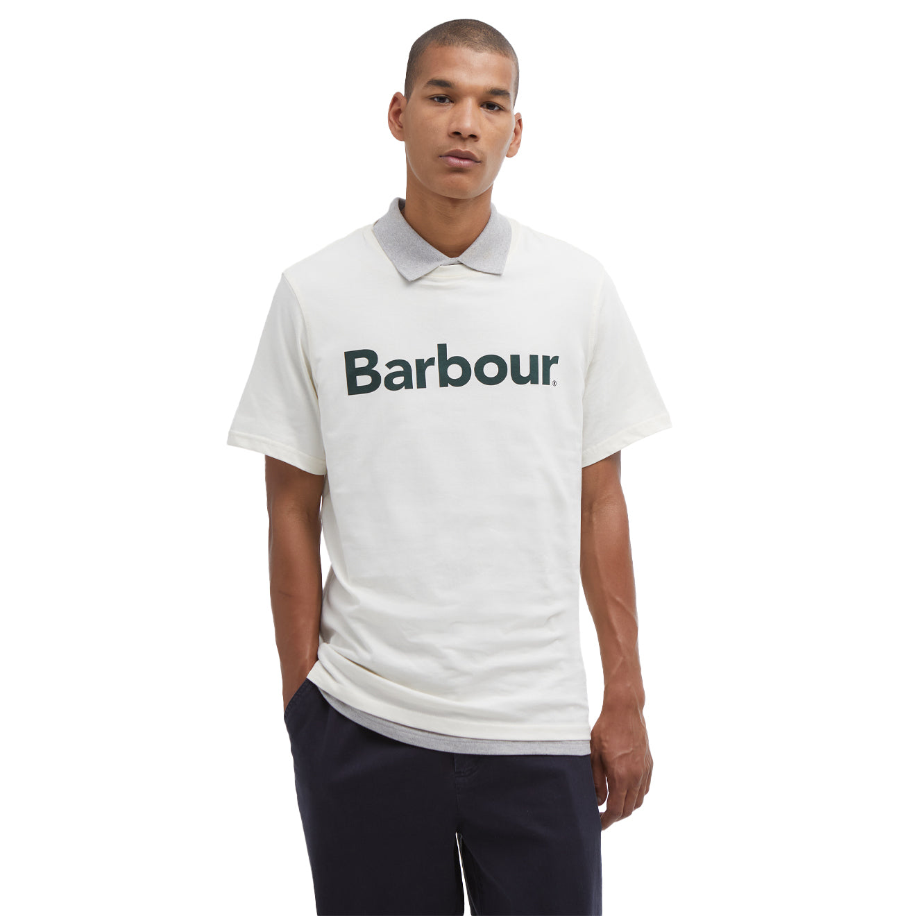 Barbour Logo T-Shirt Whisper White - The Sporting Lodge
