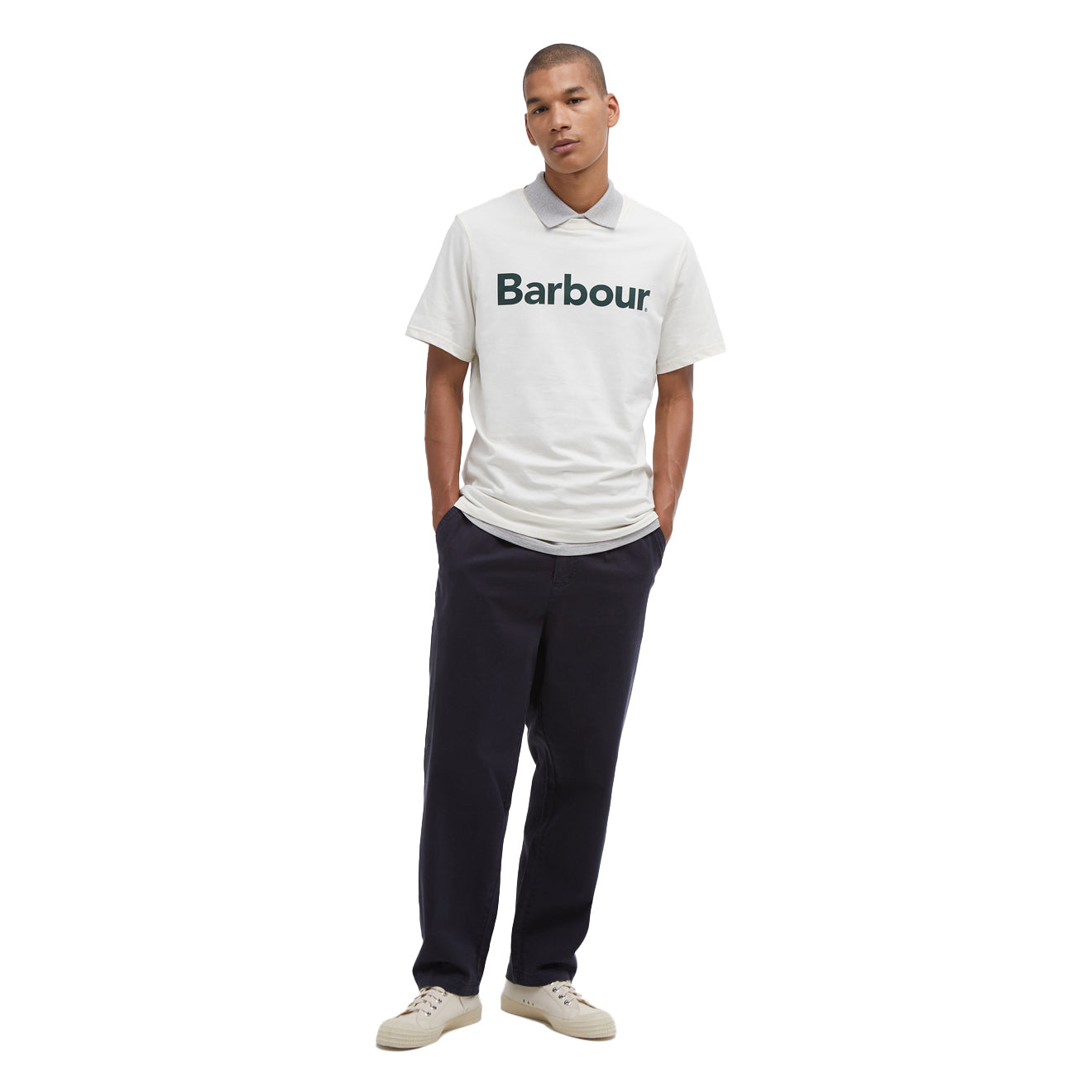 Barbour Logo T-Shirt Whisper White - The Sporting Lodge