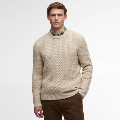 Barbour Lowfen Cable-Knit Jumper Stone