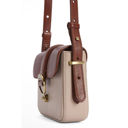 Barbour Mini Rosa Leather Crossbody Bag Pebbled Pink / Brown