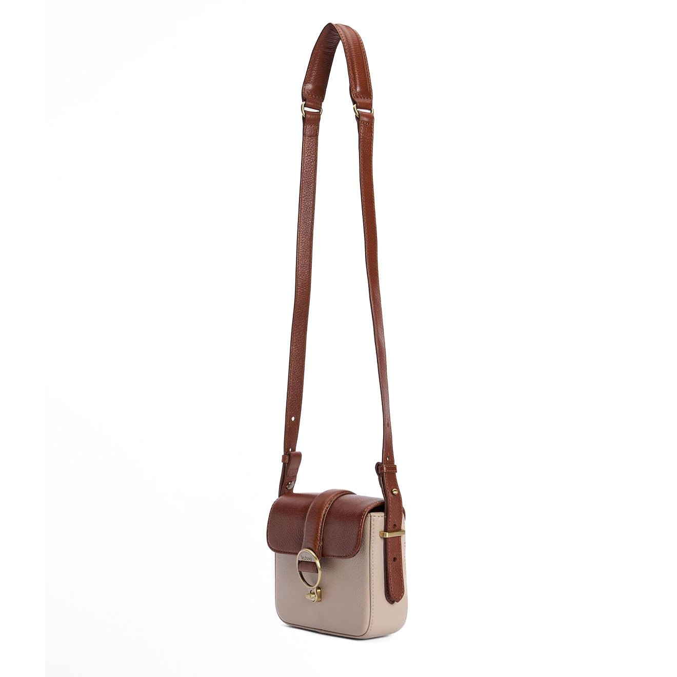 Barbour Mini Rosa Leather Crossbody Bag Pebbled Pink / Brown