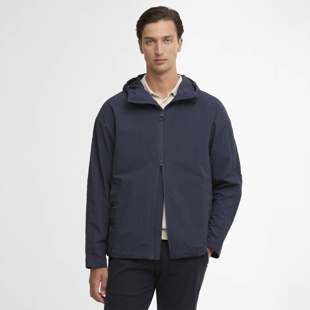 Barbour Modern Rokig Hooded Showerproof Jacket Navy - The Sporting Lodge