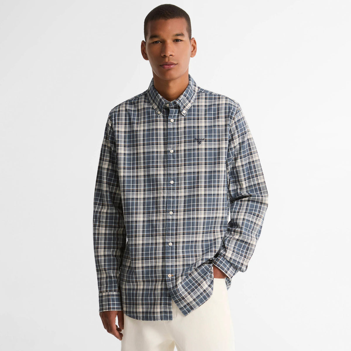 Barbour Mosswood Tailored Fit Checked Shirt Navy