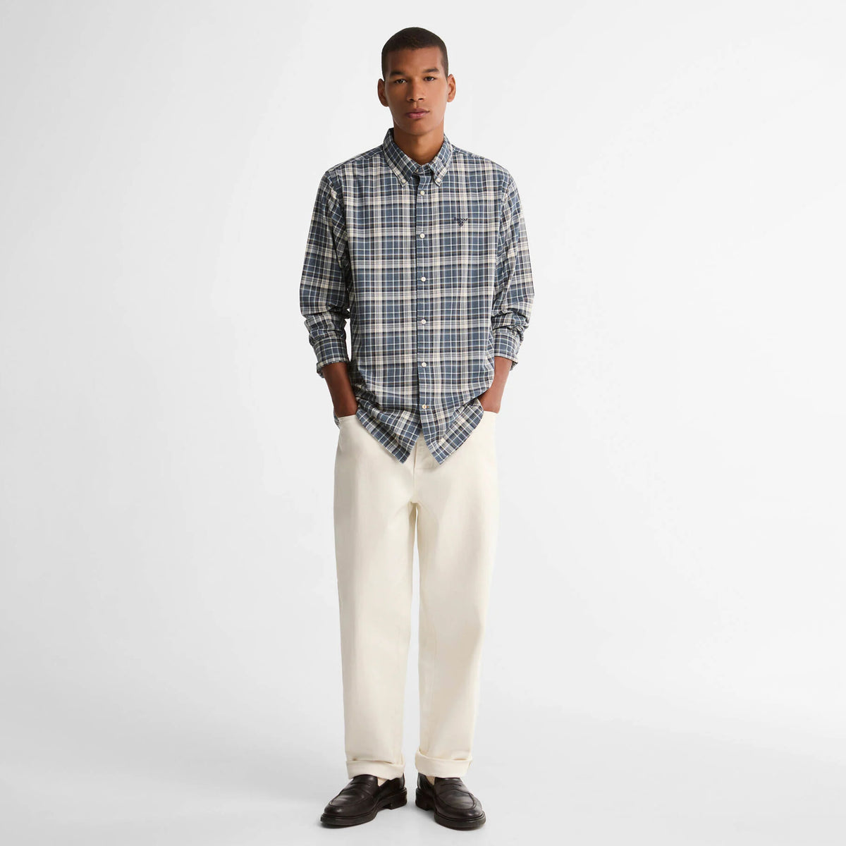 Barbour Mosswood Tailored Fit Checked Shirt Navy