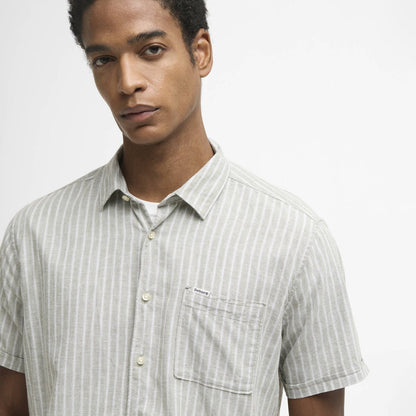 Barbour Nelson Striped Summer Fit Shirt Bleached Olive