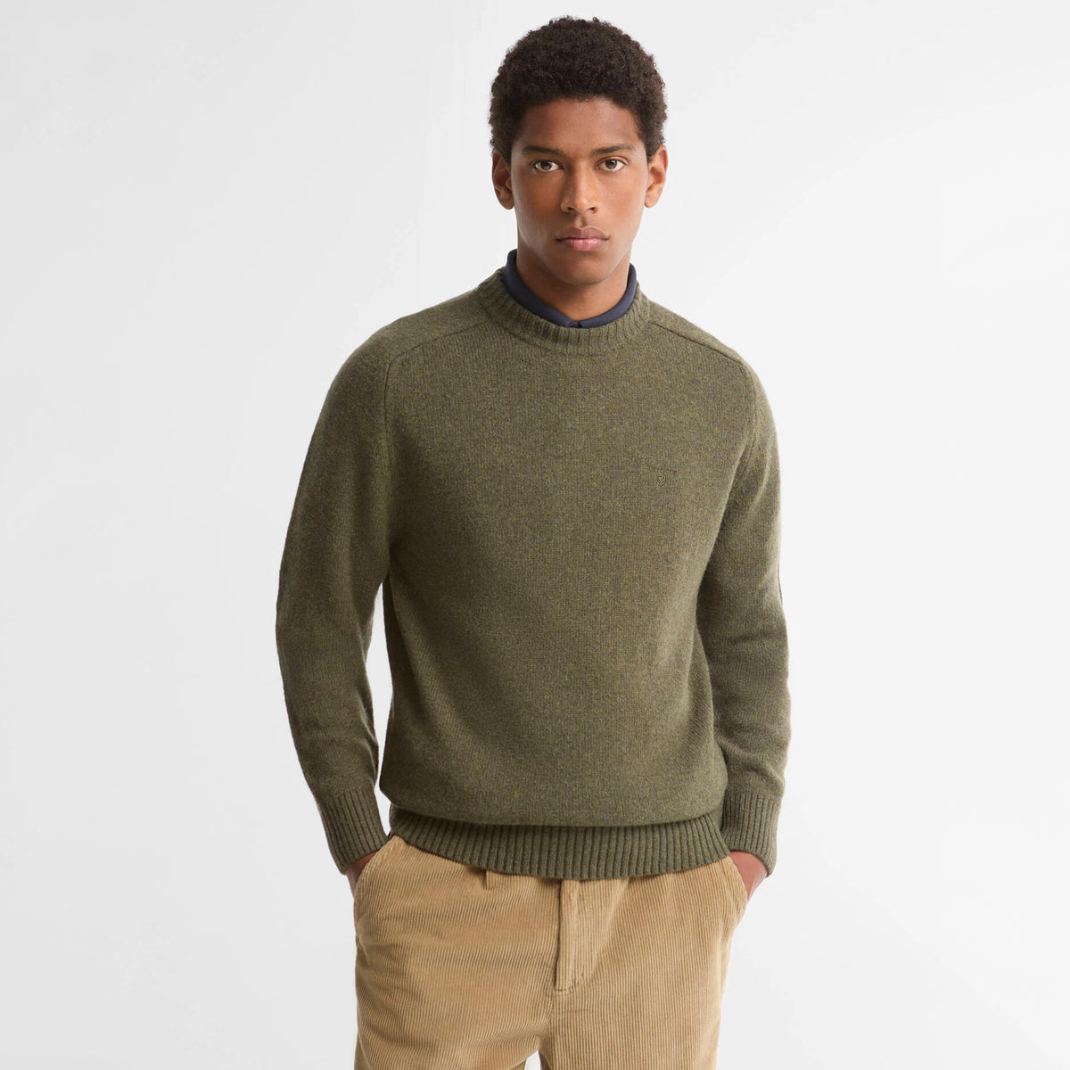 Barbour Newtown Crew Neck Sweater Mid Olive