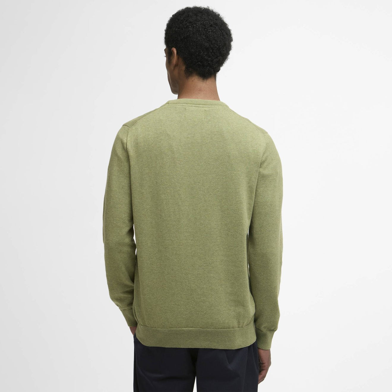 Barbour Pima Cotton Crew Neck Jumper Laurel Green - The Sporting Lodge