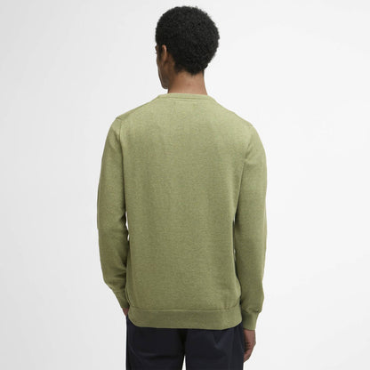 Barbour Pima Cotton Crew Neck Jumper Laurel Green - The Sporting Lodge
