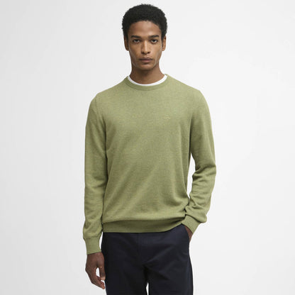 Barbour Pima Cotton Crew Neck Jumper Laurel Green - The Sporting Lodge