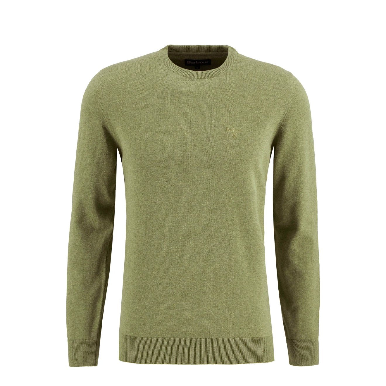 Barbour Pima Cotton Crew Neck Jumper Laurel Green - The Sporting Lodge