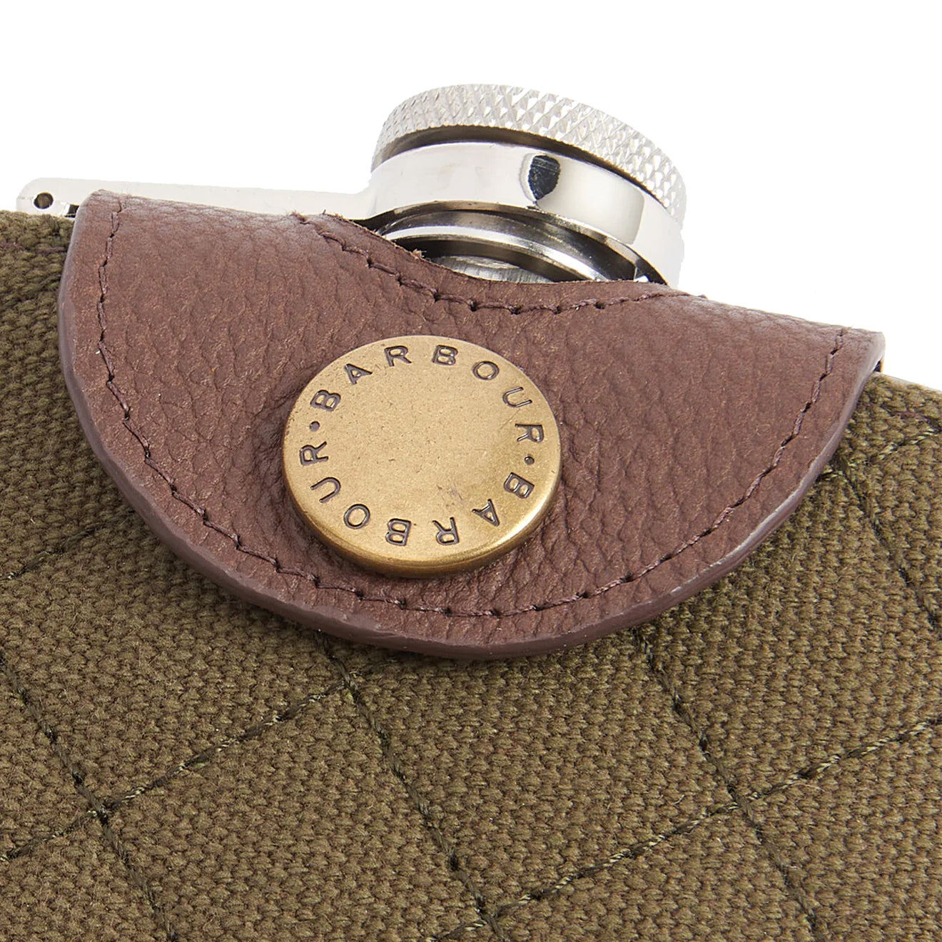 Barbour Quilted Padbury Hip Flask Dark Brown/Olive - The Sporting Lodge