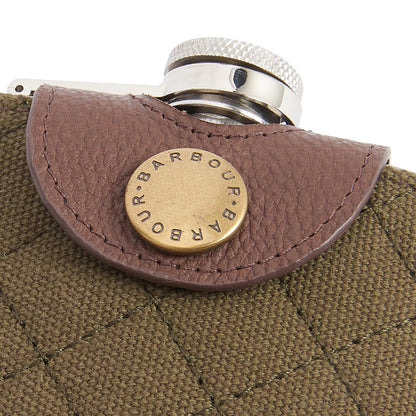 Barbour Quilted Padbury Hip Flask Dark Brown/Olive - The Sporting Lodge