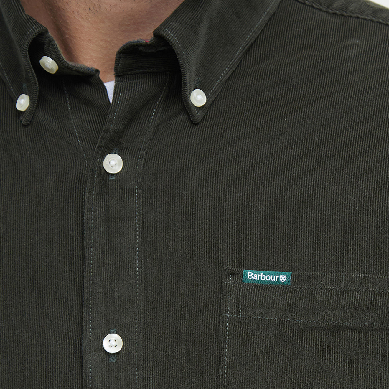 Barbour Ramsey Tailored Cord Shirt Forest