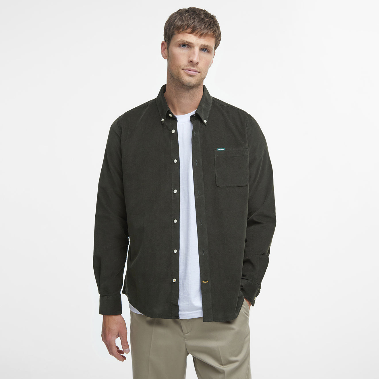 Barbour Ramsey Tailored Cord Shirt Forest