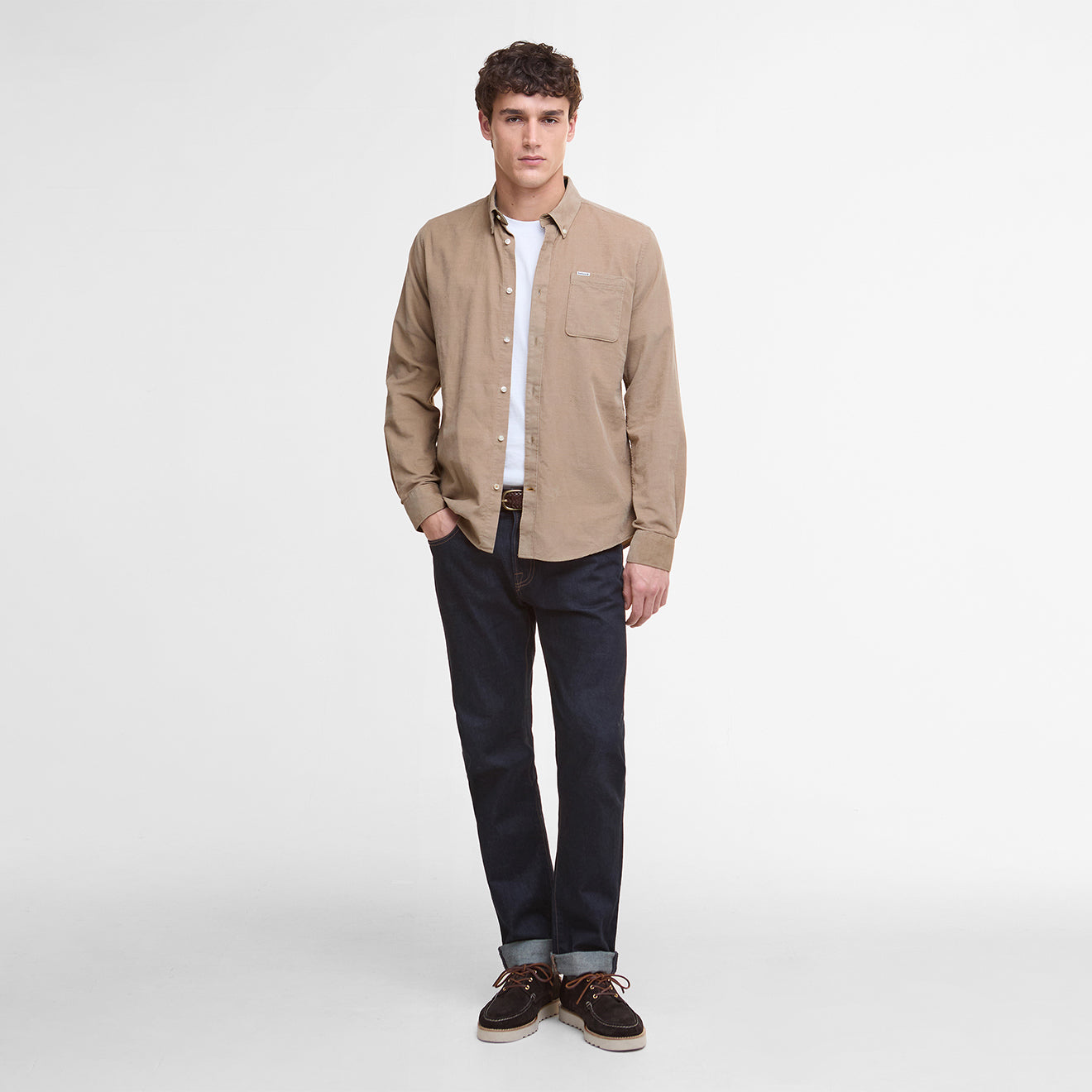 Barbour Ramsey Tailored Cord Shirt Washed Stone