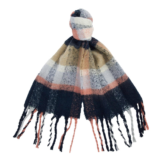 Barbour Rawson Check Scarf Navy/Pink Rust - The Sporting Lodge