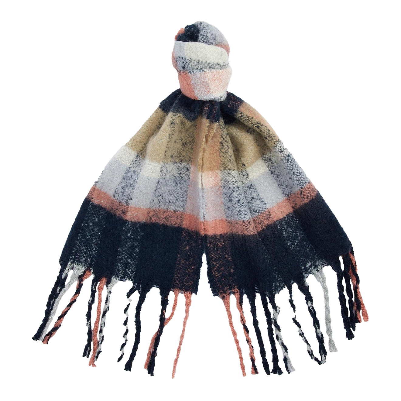 Barbour Rawson Check Scarf Navy/Pink Rust - The Sporting Lodge