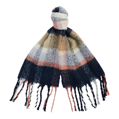 Barbour Rawson Check Scarf Navy/Pink Rust - The Sporting Lodge