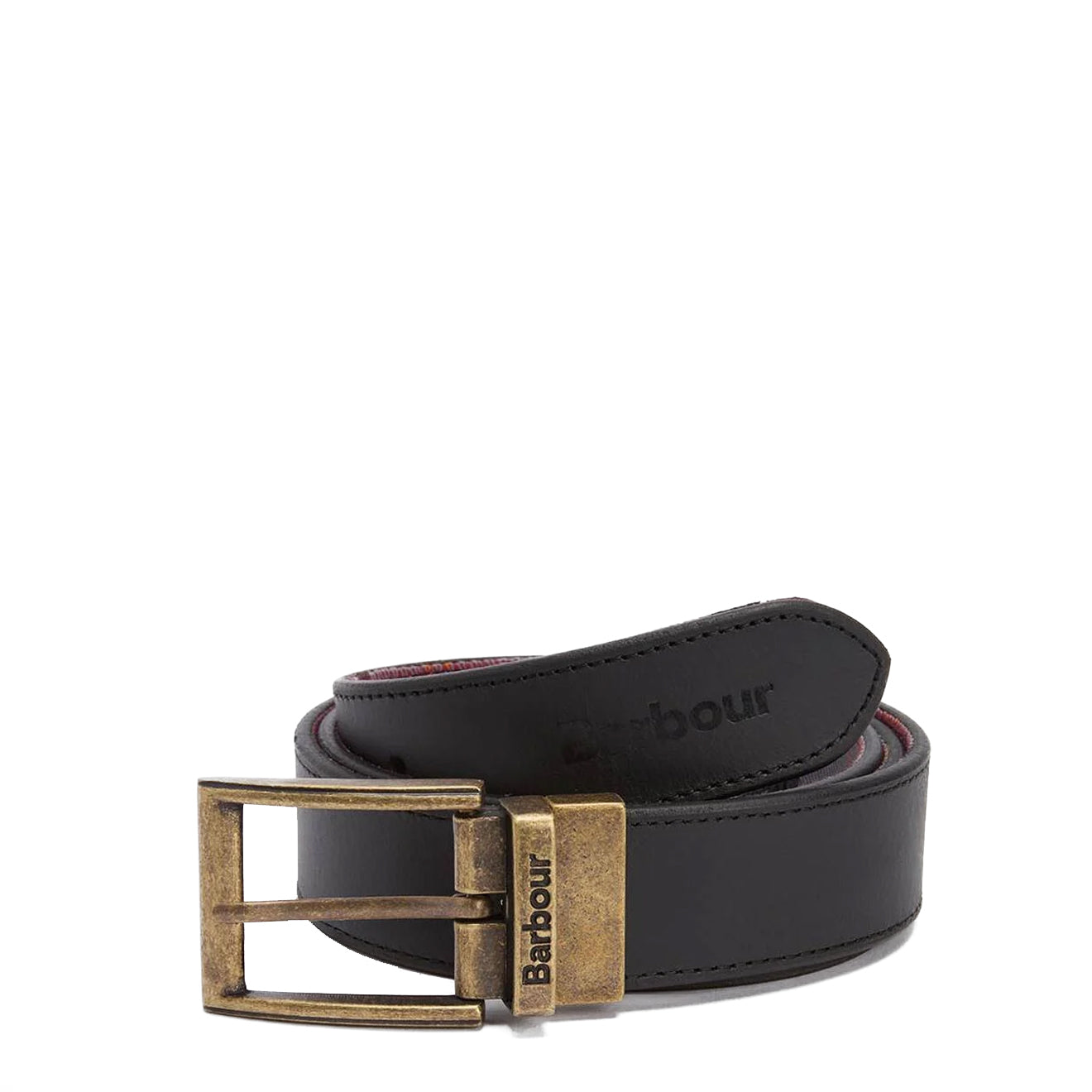 Barbour Reversible Tartan Leather Belt Black/Modern Tartan