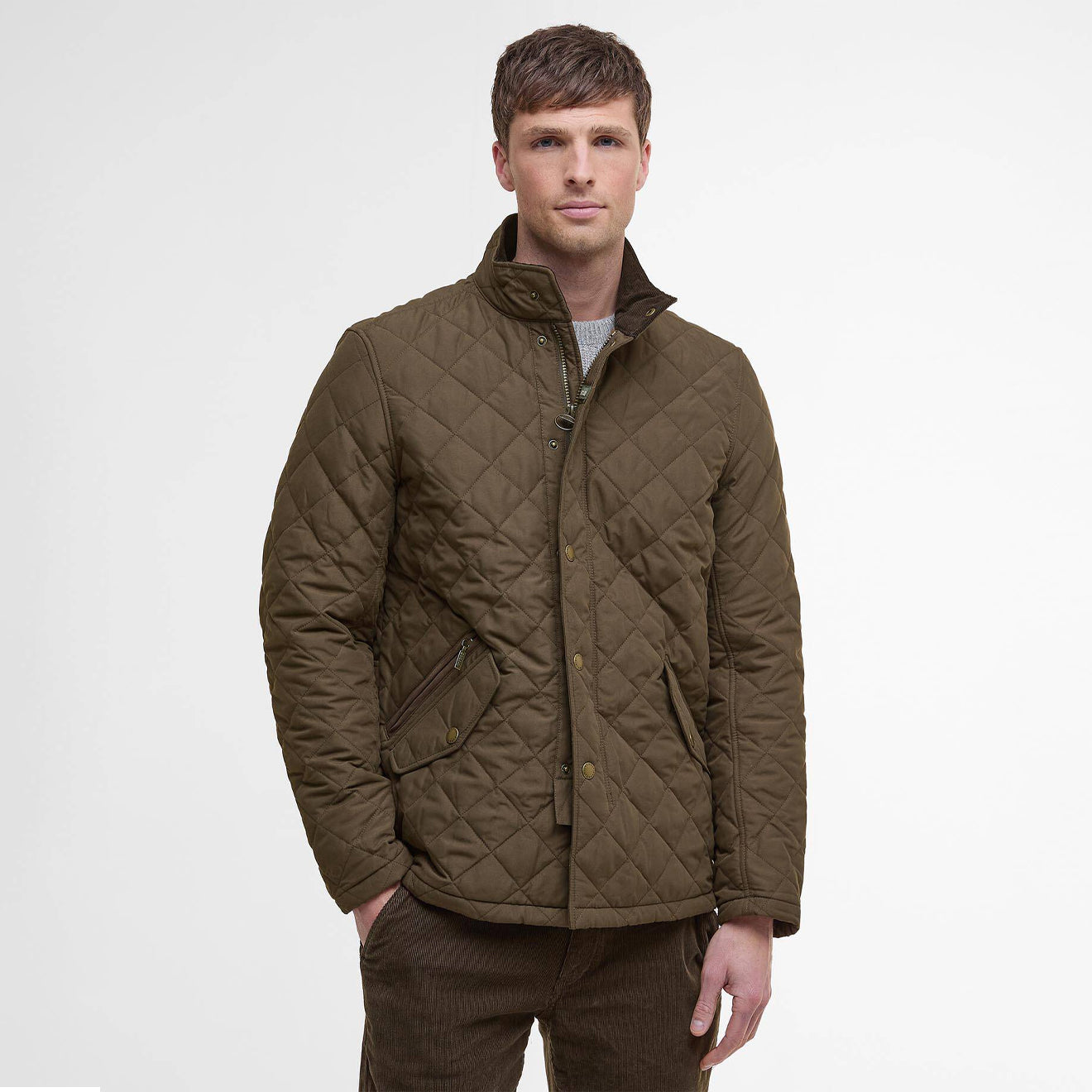 Barbour Shoveler Quilted Jacket Dark Olive - The Sporting Lodge