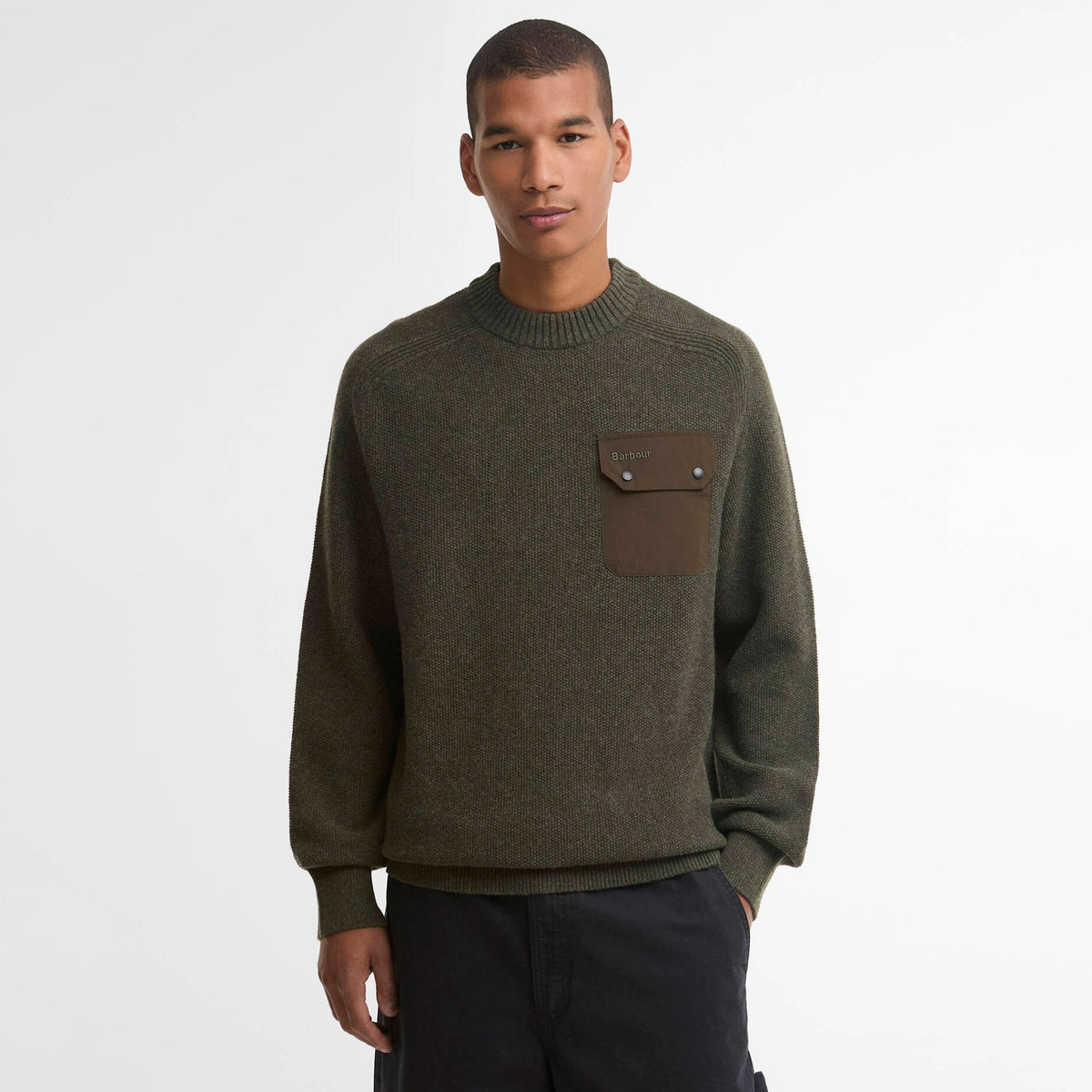 Barbour Stockham Texture Crew Neck Sweater Beech