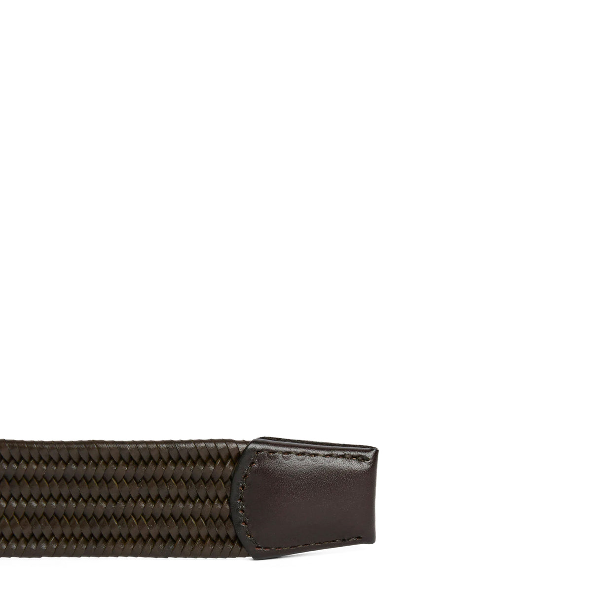 Barbour Stretch Leather Belt Dark Olive