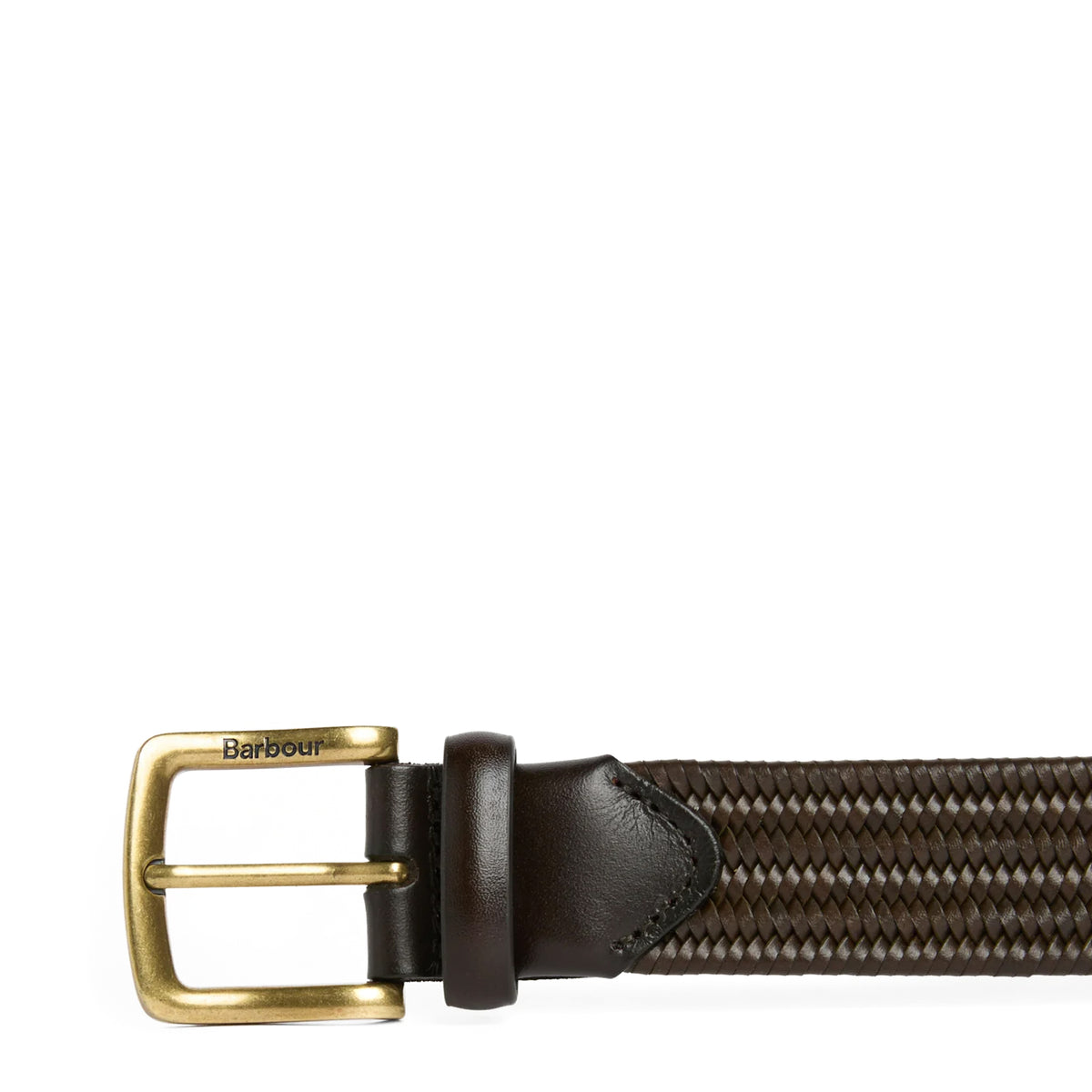 Barbour Stretch Leather Belt Dark Olive