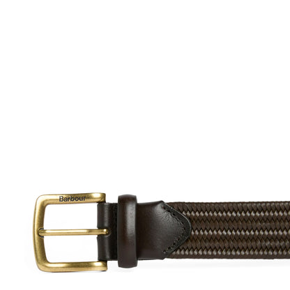 Barbour Stretch Leather Belt Dark Olive