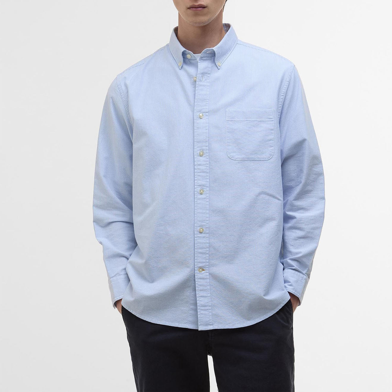 Barbour Striped Dunand Fit Oxford Shirt Sky Blue - The Sporting Lodge