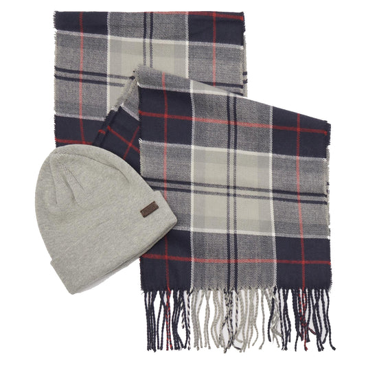 Barbour Swinton Beanie & Galingale Scarf Gift Set Blue Granite - The Sporting Lodge