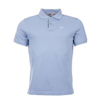 Barbour Tartan Cotton Pique Polo Shirt Sky Marl