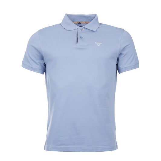 Barbour Tartan Cotton Pique Polo Shirt Sky Marl