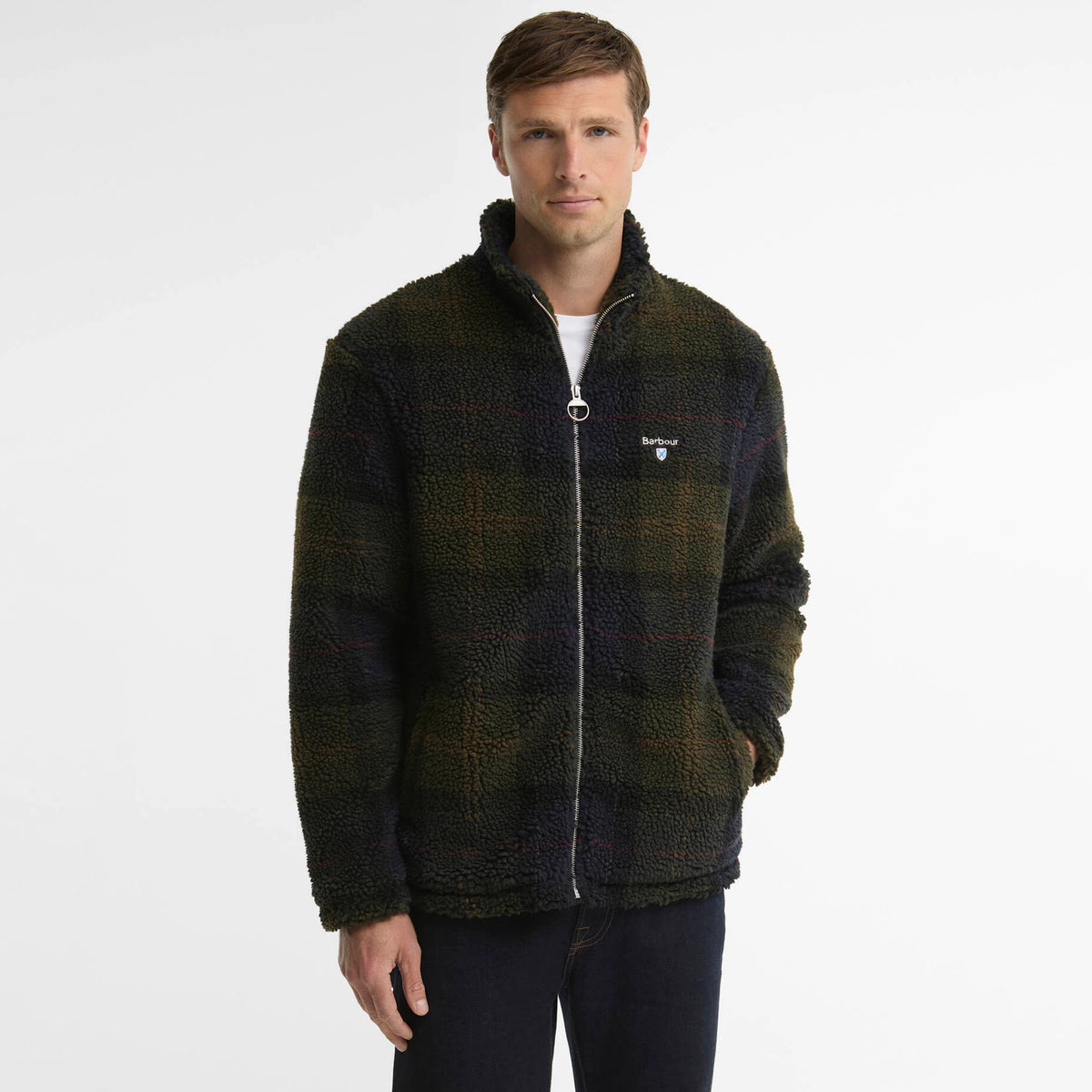 Barbour Tartan Fleece Zip Through Sweatshirt Shadow Classic Tartan