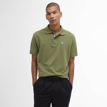 Barbour Tartan Pique Polo Shirt Burnt Olive