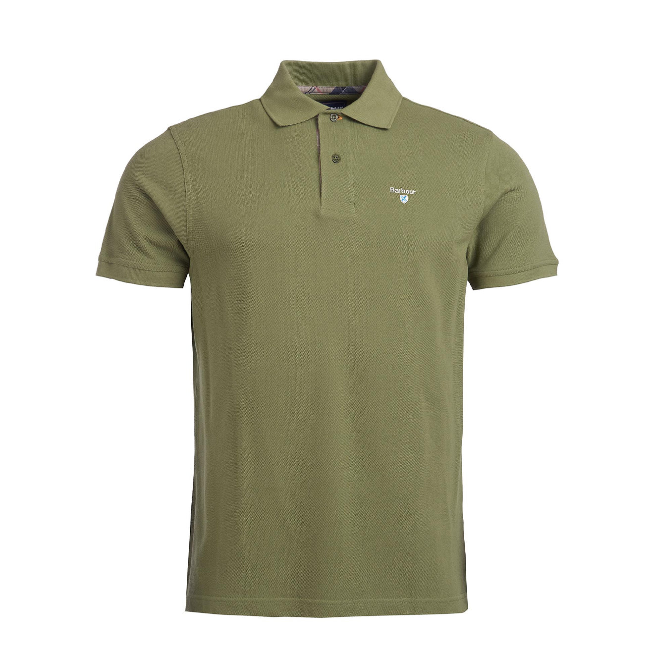 Barbour Tartan Pique Polo Shirt Burnt Olive