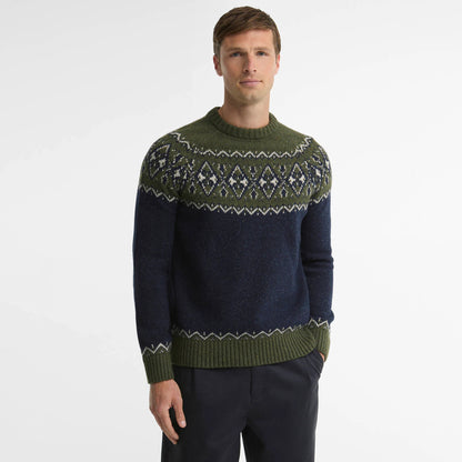 Barbour Tisbury Fairisle Crew Neck Olive