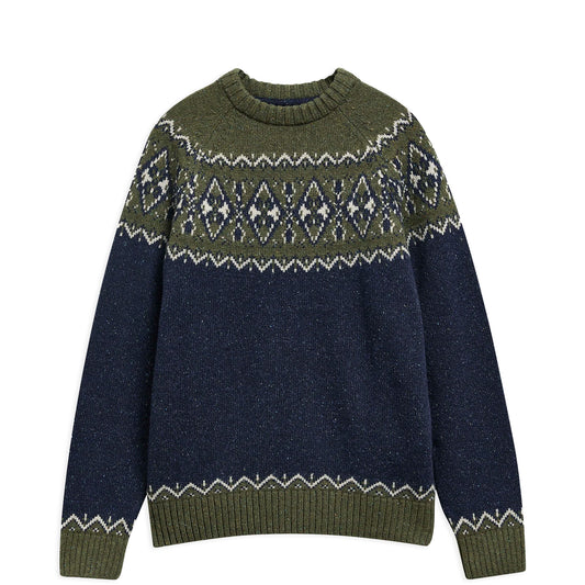 Barbour Tisbury Fairisle Crew Neck Olive
