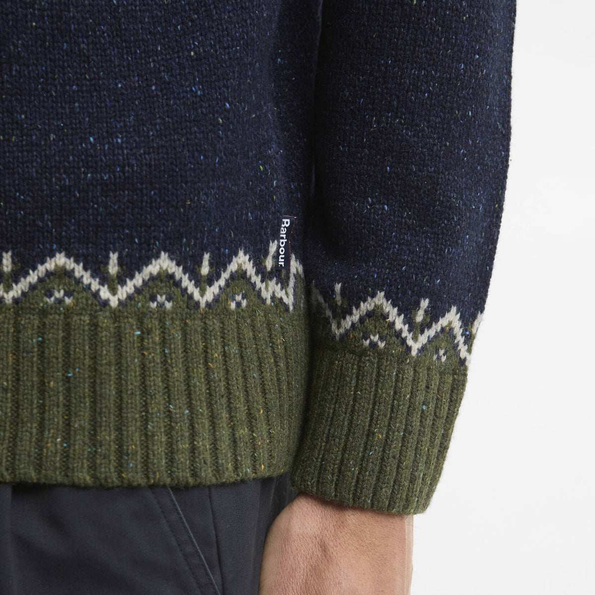 Barbour Tisbury Fairisle Crew Neck Olive