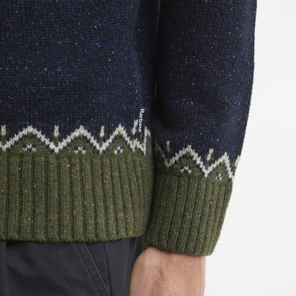 Barbour Tisbury Fairisle Crew Neck Olive