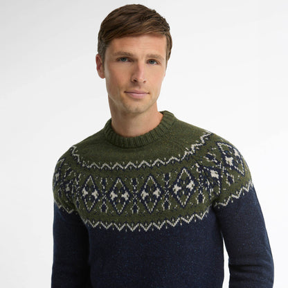 Barbour Tisbury Fairisle Crew Neck Olive