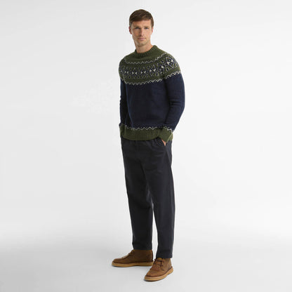 Barbour Tisbury Fairisle Crew Neck Olive